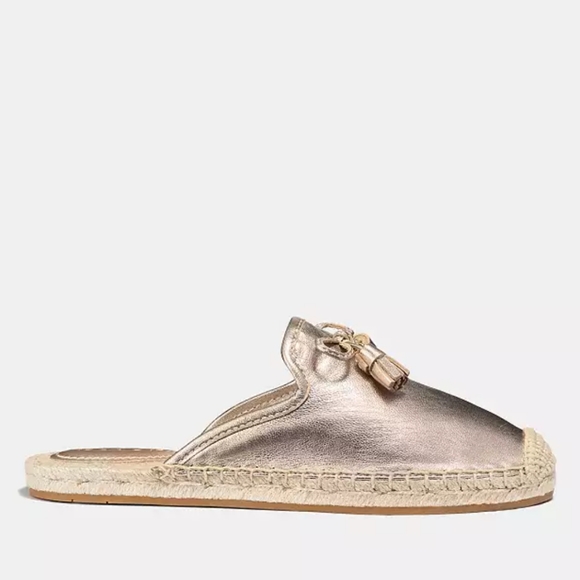 Coach Cassidy Metallic Leather Slip On Espadrille Mules - Picture 12 of 12